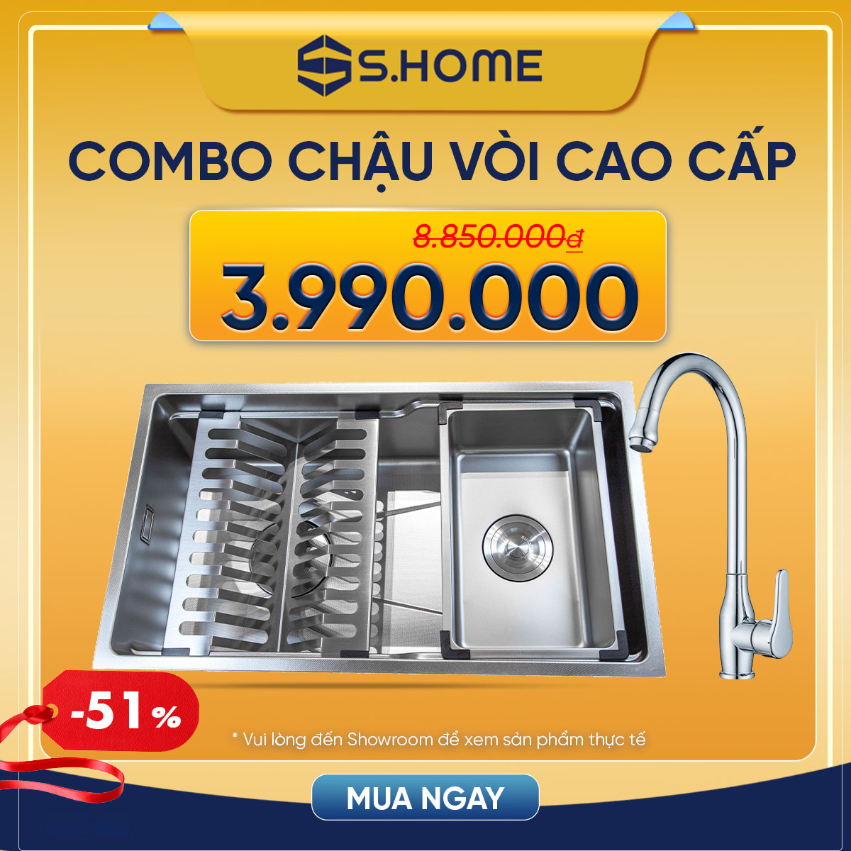 Combo chậu vòi cao cấp giá chỉ 3990k